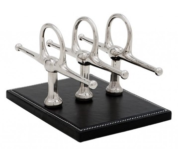 4250828372957 - Luxus BriefstÃ¤nder Echtleder Schwarz   Nickel 4 x 8 cm x H12cm - Leder StÃ¤nder Briefe Visitenkarten - BÃ¼ro Accessoire