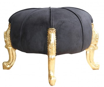 4250828373558 - Barock Sitzhocker - Rundhocker- Schwarz   Gold - Barock MÃ¶bel