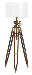 4250828373787 - Luxus Studioleuchte Marine III Vintage Lampe Stehleuchte Braunes Holz   Messing - Brass Finish - Luxus QualitÃ¤t
