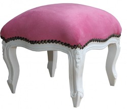 4250828373817 - Barock Fußhocker Rosa Weiß - Antik Stil Möbel - Hocker 4250828373817 - Barock Fußhocker Rosa Weiß - Antik Stil Möbel - Hocker