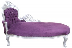 4250828373855 - Barock Chaiselongue King Lila Silber mit Bling Bling Glitzersteinen Interior