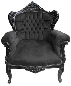 4250828373862 - Barock Sessel Lord Schwarz Schwarz - Antik Stil 4250828373862 - Barock Sessel Lord Schwarz Schwarz - Antik Stil