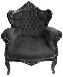 4250828373862 - Barock Sessel Lord Schwarz Schwarz - Antik Stil 4250828373862 - Barock Sessel Lord Schwarz Schwarz - Antik Stil