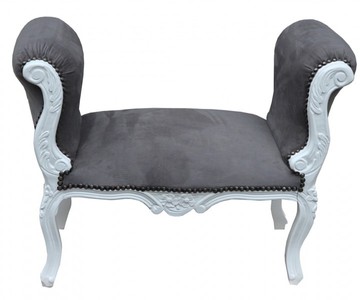 4250828373909 - Barock Schemel Hocker Grau   WeiÃ - Sitzbank - Antik Stil
