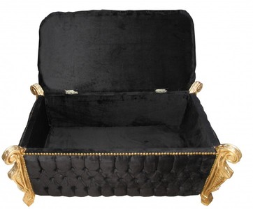 Casa Padrino Baroque Bench (Chest) Black / Gold with Bling Bling Rhinestones - Antique Chest – Bild 4