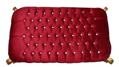 Casa Padrino Baroque Bench (Chest) Bordeaux Red / Gold with Bling Bling Rhinestones - Antique Chest – Bild 2