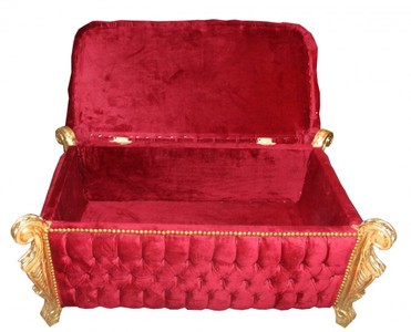 Casa Padrino Baroque Bench (Chest) Bordeaux Red / Gold with Bling Bling Rhinestones - Antique Chest – Bild 4
