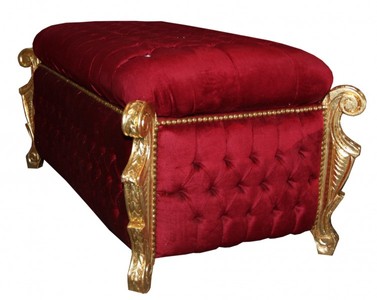 Casa Padrino Baroque Bench (Chest) Bordeaux Red / Gold with Bling Bling Rhinestones - Antique Chest – Bild 3