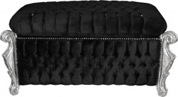 4250828373947 - Barock Sitzbank (Truhe) Schwarz Silber mit Bling Bling Glitzersteine -Antik Truhe