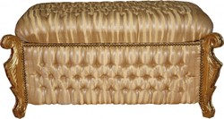 4250828373954 - Barock Sitzbank (Truhe) Gold  Beige Streifen Gold  -Antik Truhe