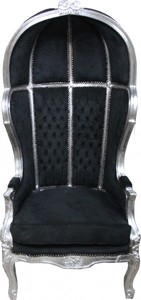 4250828374036 - Barock Thron Sessel Victory Schwarz   Silber - Balloon Chair -Thron Stuhl Tron