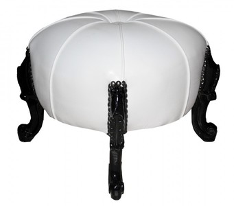 4250828374173 - Barock Sitzhocker - Rundhocker - WeiÃ   Schwarz - Barock MÃ¶bel