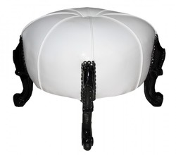 4250828374173 - Barock Sitzhocker - Rundhocker - WeiÃ   Schwarz - Barock MÃ¶bel