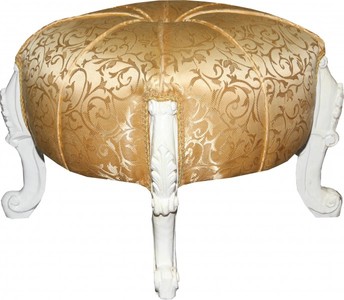 4250828374180 - Barock Sitzhocker -  Rundhocker - Gold Muster  WeiÃ - Barock MÃ¶bel