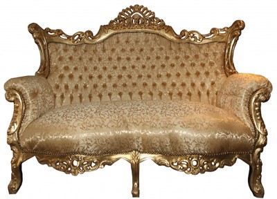 4250828374289 - Barock 2er Sofa Master Gold Muster    Gold - Wohnzimmer Couch MÃ¶bel Lounge