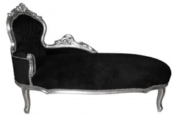 4250828374432 - Barock Chaiselongue King Schwarz   Silber- Antik MÃ¶bel Liege Recamiere