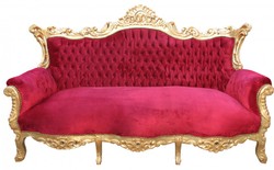 4250828374456 - Barock Sofa 3er  Master Bordeaux Rot  Gold- Antik MÃ¶bel
