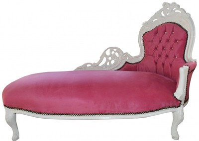 4250828374654 - Barock Chaiselongue King Rosa WeiÃ  mit Bling Bling Glitzersteinen