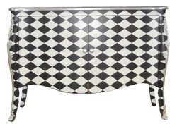 4250828376337 - Barock Kommode Karo Schwarz   WeiÃ 120 cm - Schrank mit 2 TÃ¼ren