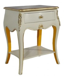 4250828376351 - Barock Kommode mit 1 Schublade Antik WeiÃ   Gold  H 70 cm B 50 cm -  - Nachttisch Konsole - Nachtschrank