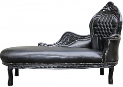 4250828377150 - Barock Chaiselongue Schwarz   Schwarz Lederoptik - Barock MÃ¶bel Liege Recamiere