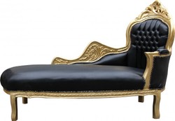 4250828377167 - Barock Chaiselongue Mod2 Schwarz Gold Lederoptik- Barock MÃ¶bel