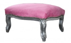 4250828377181 - Barock XXL FuÃhocker Mod3 Rosa   Silber - Hocker - Antik Stil