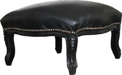 4250828377198 - Barock XXL FuÃhocker schwarz   schwarz Lederoptik - Hocker  - Antik Sti