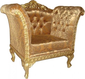 4250828377273 - Barock Lounge Sessel Gold Muster Gold Möbel Antik Stil - Wohnzimmer Club Möbel Sessel 4250828377273 - Barock Lounge Sessel Gold Muster Gold Möbel Antik Stil - Wohnzimmer Club Möbel Sessel