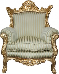 4250828377297 - Barock Sessel Al Capone Mod2 JadegrÃ¼n   Beige   Gold 85 x 65 x H 127 cm - MÃ¶bel im Antik Stil