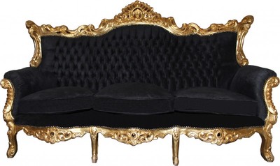4250828377396 - Barock 3er Sofa Master Schwarz   Gold Mod2 - Wohnzimmer Couch MÃ¶bel Lounge