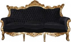 4250828377396 - Barock 3er Sofa Master Schwarz   Gold Mod2 - Wohnzimmer Couch MÃ¶bel Lounge