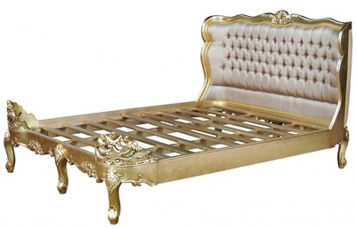 4250828377785 - Barock Bett Barocco Splendid Gold Creme Satinstoff 180 x 200 cm aus der Luxus Kollektion von Casa Padrino 4250828377785 - Barock Bett Barocco Splendid Gold Creme Satinstoff 180 x 200 cm aus der Luxus Kollektion von Casa Padrino