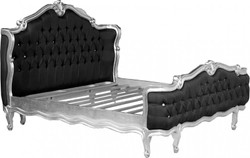 4250828377815 - Barock Bett St Tropez Schwarz   Silber mit Bling Bling Glitzersteinen 180 x 200 cm aus der Luxus Kollektion von Casa Padrino
