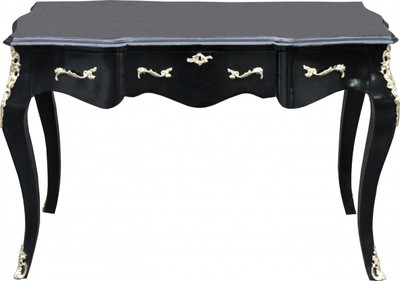 4250828377877 - Luxus Barock Konsolentisch Schwarz Gold  120 x 80 x 58 cm - Damen Schreibtisch - SekretÃ¤r Luxus MÃ¶bel