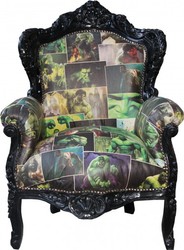 4250828378188 - Barock Sessel King Comic Design   Schwarz Lederoptik MÃ¶bel Antik Stil - Limited Edition!
