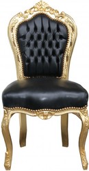 4250828378225 - Barock Esszimmer Stuhl Schwarz Lederoptik Gold - Möbel Antik Stil 4250828378225 - Barock Esszimmer Stuhl Schwarz Lederoptik Gold - Möbel Antik Stil