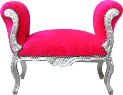 4250828378317 - Barock Schemel Hocker Pink   Silber - Sitzbank