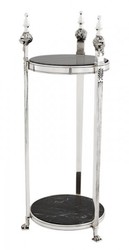 4250828379062 - Luxus Barock Beistelltisch Rund Massiv Antik Silber mit Marmorplatte 71 x 25 cm - Tisch