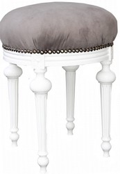 4250828379970 - Barock Sitzhocker - Rundhocker Grau   WeiÃ - Barock MÃ¶bel