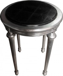 4250828380631 - Barock Beistelltisch Rund Silber Schwarz Marmorplatte ModY22 72 x 49 cm Antik Stil 4250828380631 - Barock Beistelltisch Rund Silber Schwarz Marmorplatte ModY22 72 x 49 cm Antik Stil