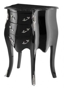 4250828380662 - Barock Luxus Kommode Klavierlack Schwarz B 52 x T 34 x H 72 cm mit Marmorplatte 4250828380662 - Barock Luxus Kommode Klavierlack Schwarz B 52 x T 34 x H 72 cm mit Marmorplatte