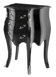 4250828380662 - Barock Luxus Kommode Klavierlack Schwarz B 52 x T 34 x H 72 cm mit Marmorplatte 4250828380662 - Barock Luxus Kommode Klavierlack Schwarz B 52 x T 34 x H 72 cm mit Marmorplatte