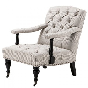4250828380723 - Luxus Barock Lounge Sessel Creme   Braun Kariert Mod4 - Hotel MÃ¶bel