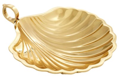 4250828380792 - Luxus Deko Schale in Muschelform Gold 225 x 195 x H 55 cm - Dekorative Messing Schale mit Tragegriff - Luxus Deko Accessoires - Luxus QualitÃ¤t