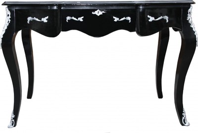 4250828380822 - Luxus Barock SekretÃ¤r Schwarz Silber  120 x 80 x 58 cm - Damen Schreibtisch