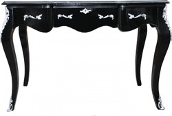 4250828380822 - Luxus Barock SekretÃ¤r Schwarz Silber  120 x 80 x 58 cm - Damen Schreibtisch