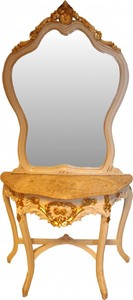 4250828380839 - Barock Spiegelkonsole mit Marmorplatte Creme Gold - Antik Look