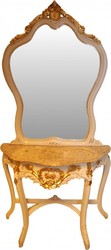 4250828380839 - Barock Spiegelkonsole mit Marmorplatte Creme Gold - Antik Look
