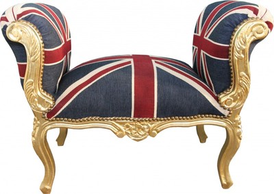 4250828383304 - Barock Schemel Hocker Union Jack Gold - Sitzbank 4250828383304 - Barock Schemel Hocker Union Jack Gold - Sitzbank